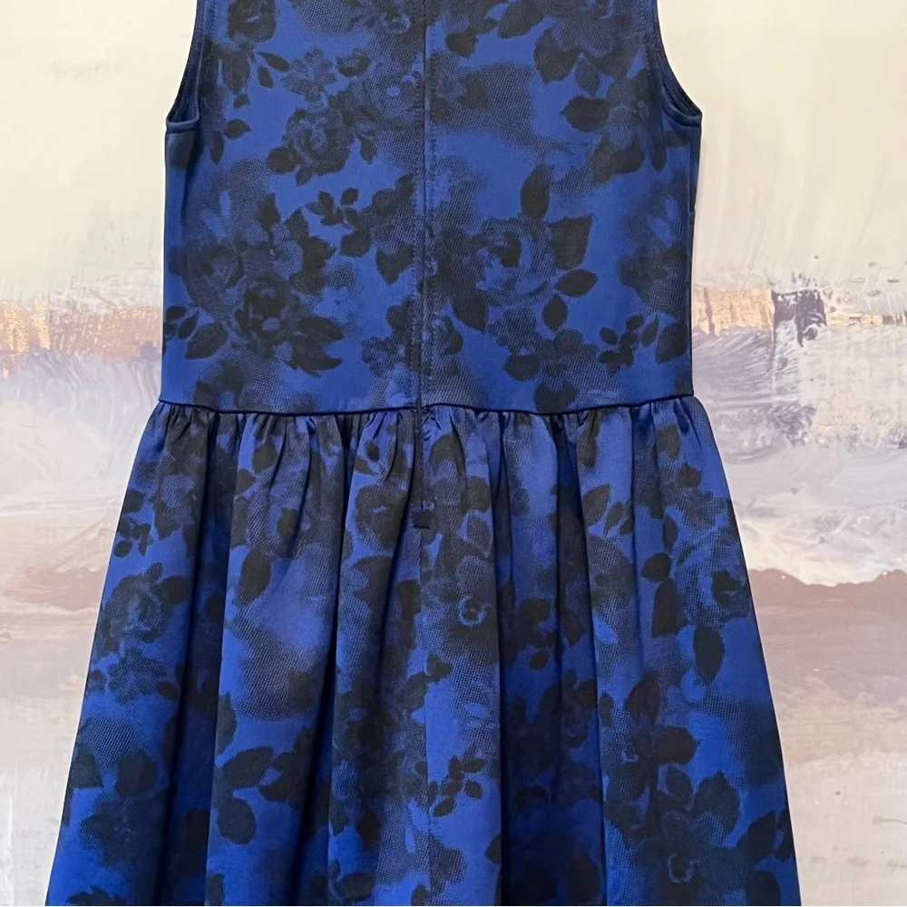 RED Saks Fifth Avenue Sheath Dress Romantic Floral Fit & Flare Blue Black Size M - Picture 10 of 15